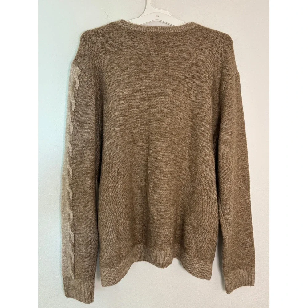 Paisley & Gray Mens XXL Slim Fit Colorblock Cable Knit Crewneck Sweater Brown